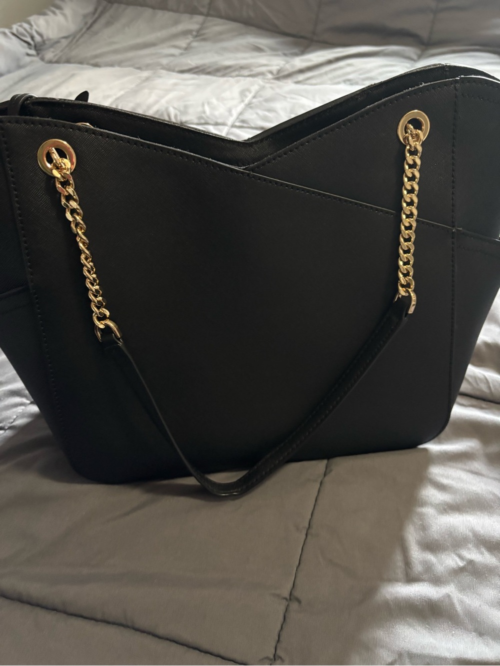 Michael Kors Black Tote with Gold Chain Straps - Picture 3 of 3